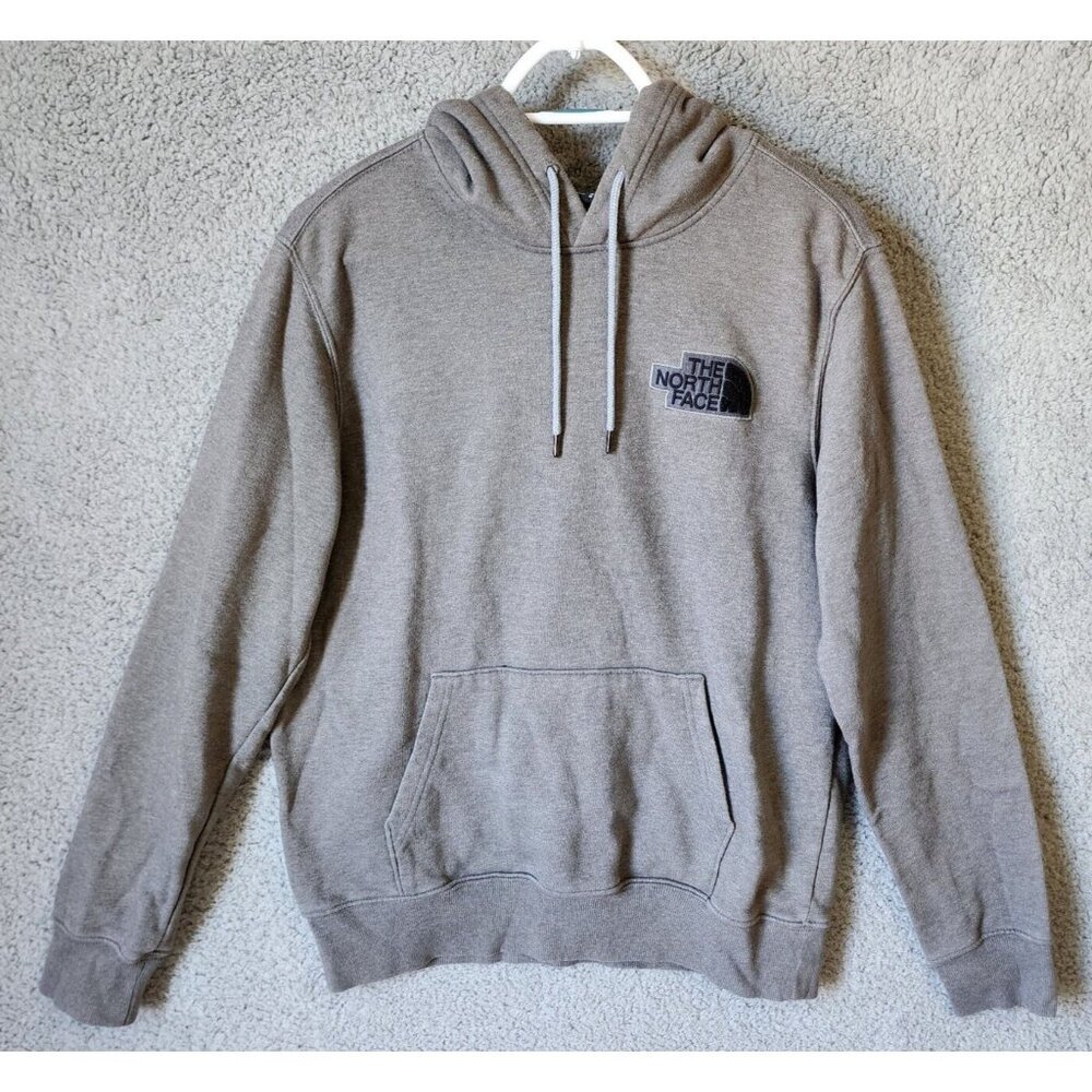 The North Face Gray Logo Long Sleeve Pullover Kangaroo Pocket Hoodie Size Medium